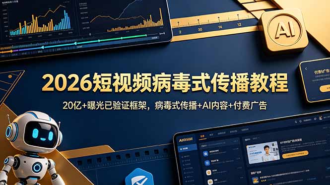 2026短视频病毒式传播教程：20亿+曝光已验证框架，病毒式传播+AI内容+付费广告-鼎铸网