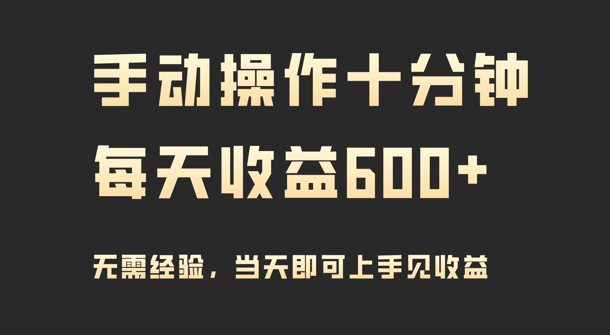 (9324期)手动操作十分钟，每天收益600+，当天实操当天见收益-鼎铸网