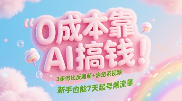 556f69a18137c9c8cfbcfd70f2bd8ec6.jpeg 0成本靠AI搞钱!3步做出反差萌+治愈系视频,新手也能7天起号爆流量