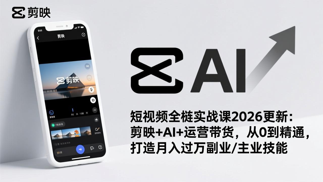 558d5cc121ab4146d9adfef7a24e7de3.jpeg 短视频全栈实战课2026更新:剪映+AI+运营带货,从0到精通,打造月入过万副业/主业技能