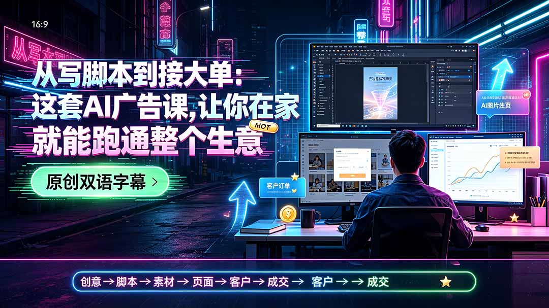 559099fedd8b1866ca1b3ea1ac4fca0d.jpeg 从写脚本到接大单:这套AI广告课,让你在家就能跑通整个生意【原创双语字幕】