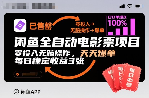 55ad31de3bf73860a978f11a69e01bce.jpeg 闲鱼全自动电影票项目,零投入无脑操作,天天爆单,每日稳定收益3张【揭秘】