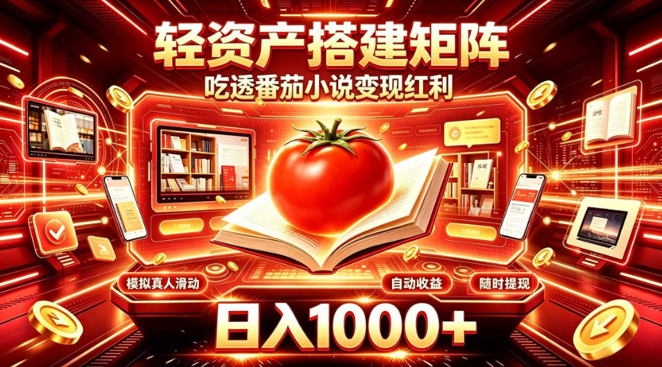 轻资产搭建矩阵,吃透番茄小说变现红利,日入1000+,支持无限矩阵放大【揭秘】-鼎铸网