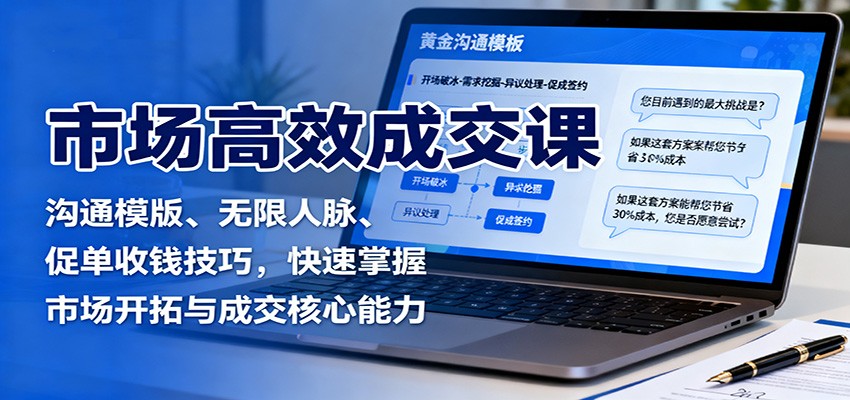 市场高效成交课：沟通模版、无限人脉、促单收钱技巧，快速掌握市场开拓与成交核心能力-鼎铸网