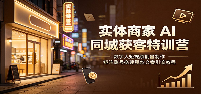 实体商家AI同城获客特训营：数字人短视频批量制作，矩阵账号搭建爆款文案引流教程-鼎铸网