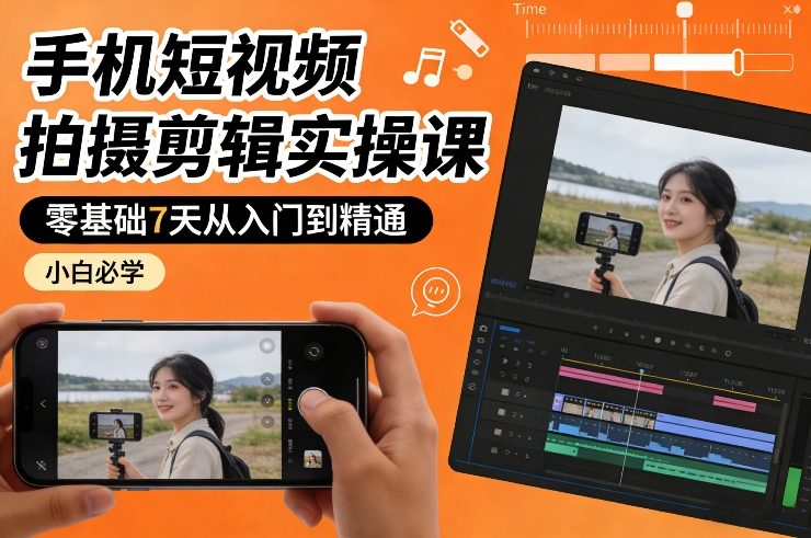 56dcfe8519f5d1c9ecd022e34fec68df.jpeg 手机短视频拍摄剪辑实操课,零基础7天从入门到精通,小白必学