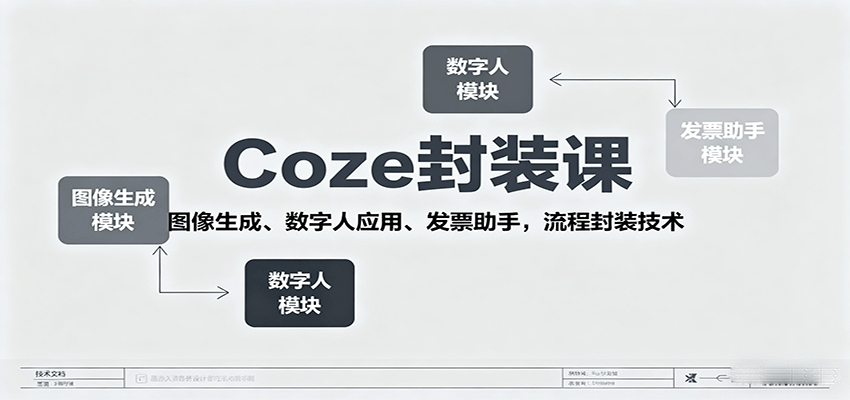 Coze封装课,图像生成、数字人应用、发票助手,流程封装技术-鼎铸网