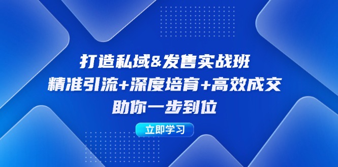 打造私域&发售实操班：精准引流+深度培育+高效成交，助你一步到位-鼎铸网