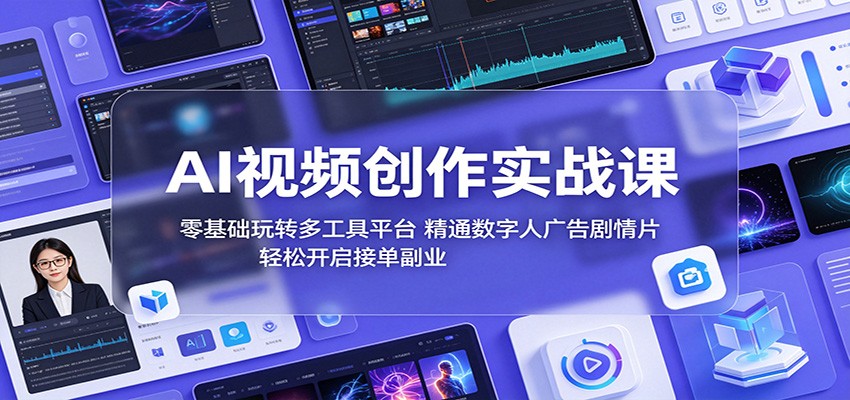 AI视频创作实战课:零基础玩转多工具平台,精通数字人广告、剧情片,轻松开启接单副业-鼎铸网