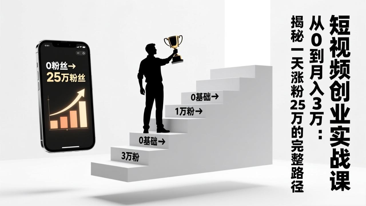 593ce165194c432e1f57308b3c822893.jpeg 短视频创业实战课:从0到月入3万:揭秘一天涨粉25万的完整路径