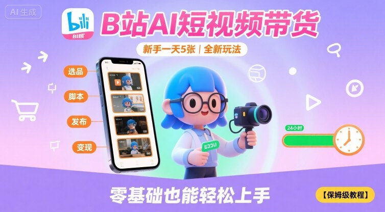 5956bc7d02148d4667b729be8f3d2d9a.jpeg B站AI短视频带货,新手一天5张,全新玩法【保姆级教程】