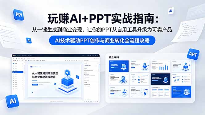 玩赚AI+PPT实战指南-更新5月13:从一键生成到商业变现,让你的PPT从自用工具升级为可卖产品-鼎铸网