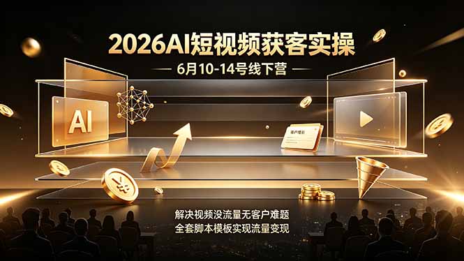 5a0d01ba503fca8e2155276614fc7e8f.jpeg 2026AI短视频获客实操6月10-14号线下营,解决视频没流量无客户难题,全套脚本模板实现流量变现