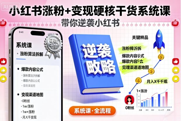 5b398dafe2a363c79088e096524b912f.jpeg 小红书涨粉+变现硬核干货系统课,带你逆袭小红书