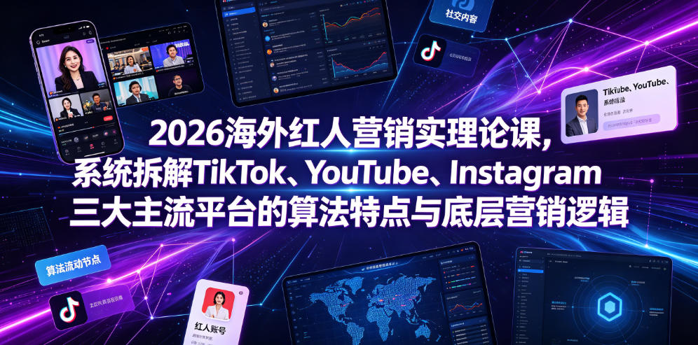 2026海外红人营销实理论课,系统拆解TikTok、YouTube、Instagram三大主流平台的算法特点与底层营销逻辑-鼎铸网
