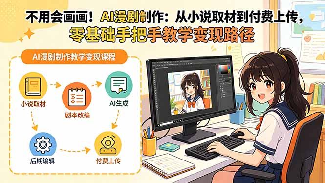 不用会画画！AI漫剧制作：从小说取材到付费上传，零基础手把手教学变现路径(更新-鼎铸网