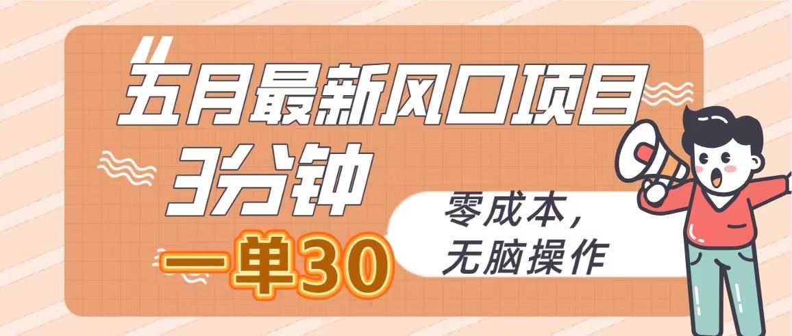 五月最新风口项目，3分钟一单30，零成本，无脑操作-鼎铸网