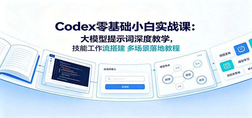 Codex零基础小白实战课：大模型提示词深度教学，技能工作流搭建多场景落地教程-鼎铸网