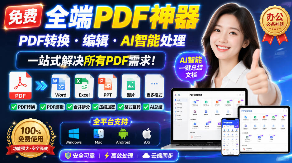 免费全端PDF神器，PDF转换·编辑·AI智能处理，一站式解决所有PDF需求!-鼎铸网