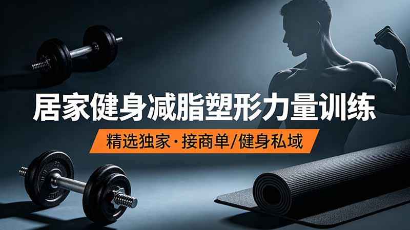 抖音健身热门短视频教学：居家健身减脂塑形力量训练，精选独家，接商单或者健身私域-鼎铸网