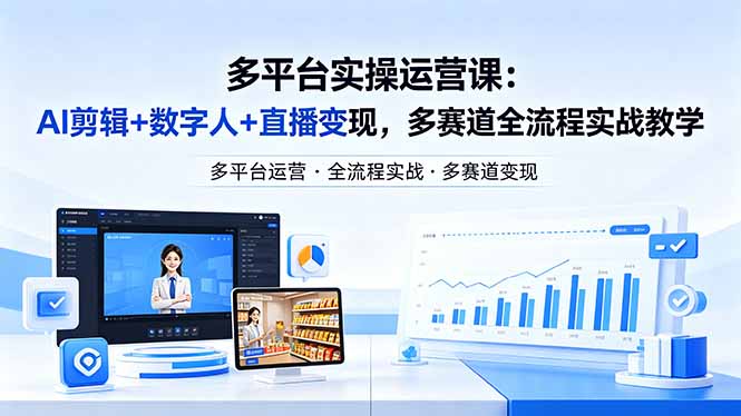 某团队多平台实操运营课-更新26年4月20:AI剪辑+数字人+直播变现,多赛道全流程实战教学-鼎铸网