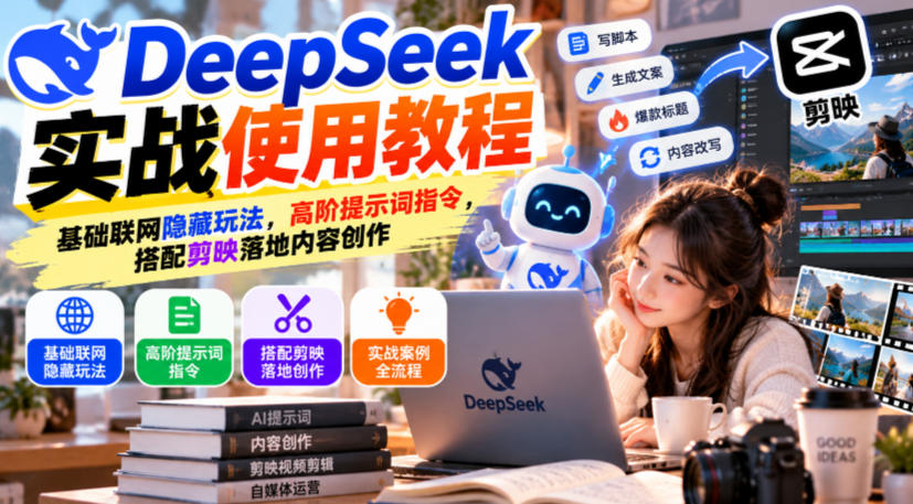 DeepSeek实战使用教程｜基础联网隐藏玩法，高阶提示词指令，搭配剪映落地内容创作-鼎铸网