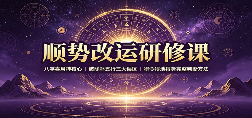 顺势改运研修课：八字喜用神核心，破除补五行三大误区，得令得地得势完整判断方法-鼎铸网