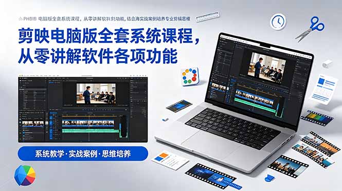 剪映电脑版全套系统课程，从零讲解软件各项功能，结合海量实战案例培养专业剪辑思维-鼎铸网