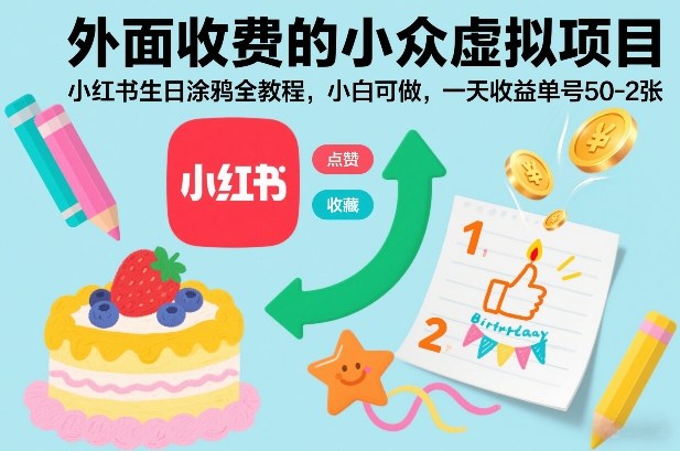 5c76be8b9a7673b7551b672eba0bd4c1.jpeg 外面收费的小众虚拟项目,小红书生日涂鸦全教程,小白可做,一天收益单号50-2张