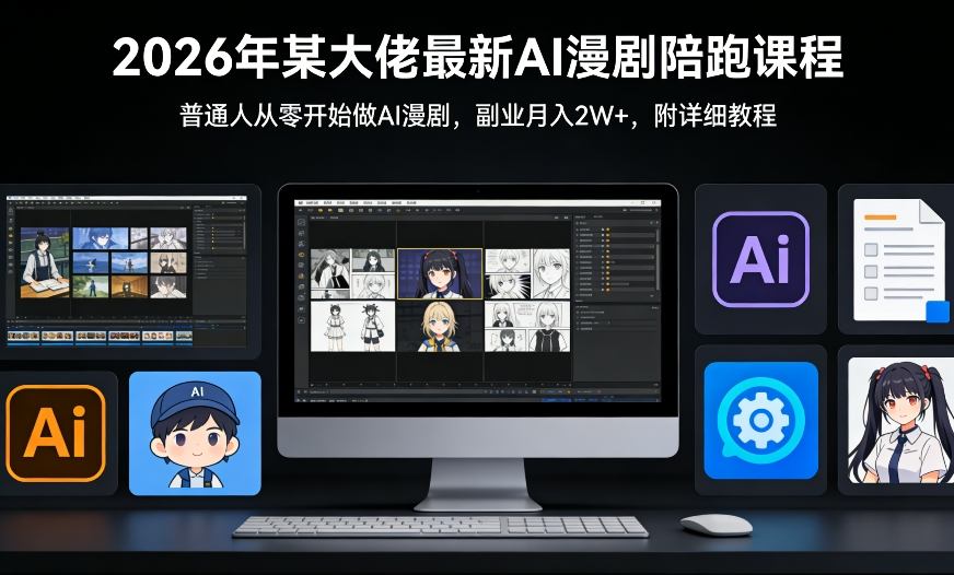 5c7a014b24fac2b6eb78f7c4caf0822a.jpeg 26年某大佬最新Ai漫剧陪跑课程,普通人从零开始做AI漫剧,副业月入2W+