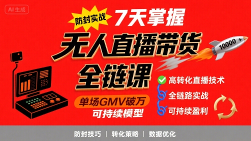 5c7bcd90a608d08364b4b682543c9215.jpeg 无人直播带货全链防封实战课,7天掌握高转化直播技术,实现单场GMV破万可持续模型