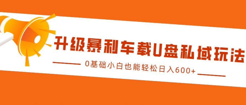 升级暴利车载U盘私域玩法，0基础小白也能轻松日入多张【揭秘】-鼎铸网