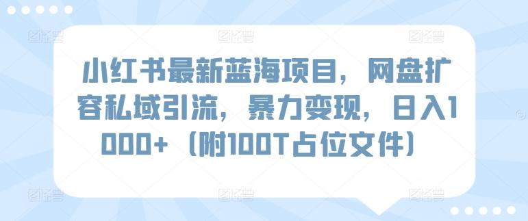 5e02993c32ef316af6b0fde585a7c6ce.jpeg 小红书最新蓝海项目,网盘扩容私域引流,暴力变现,日入1000+(附100T占位文件)【揭秘】