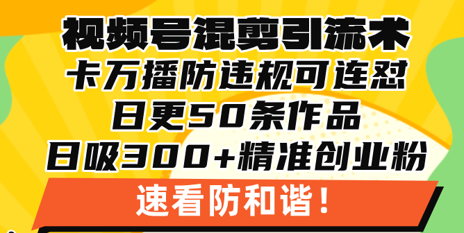 5e9658781b163cb8dc83f15485670896.png 视频号混剪引流技术,500万播放引流17000创业粉,操作简单当天学会