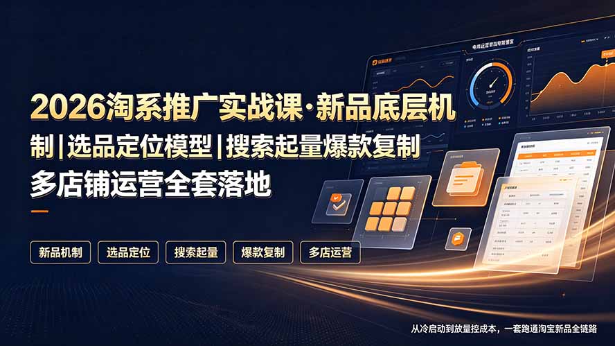 5e9d45b6f2c3fa4fa3f42dd4eb0c0a43.jpeg 2026淘系推广实战课·新品底层机制|选品定位模型|搜索起量爆款复制多店铺运营全套落地教程