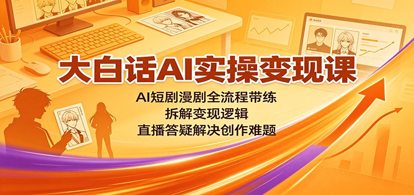 大白话AI实操变现课：AI短剧漫剧全流程带练，拆解变现逻辑，直播答疑解决创作难题-鼎铸网