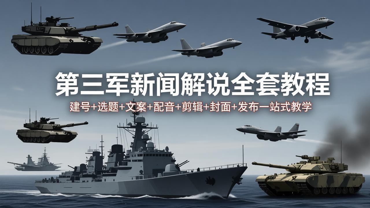 第三军迷新闻解说全套教程:建号+选题+文案+配音+剪辑+封面+发布一站式教学-鼎铸网
