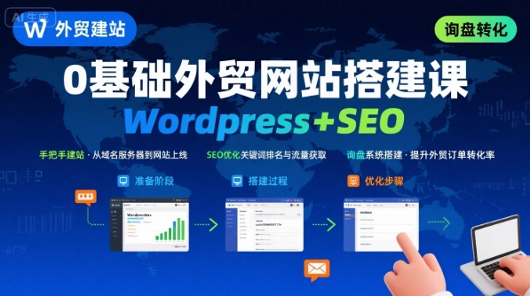 603f584787742007e0bac4fb54999cb1.jpeg WordPress外贸建站+SEO优化课程,手把手教你从0到1搭建可获得询盘的外贸网站