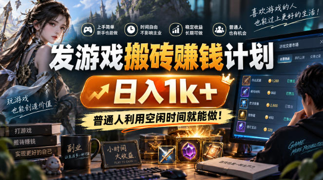 发游戏搬砖賺钱计划,日入1k+,普通人利用空闲时间就能做!【揭秘】-鼎铸网