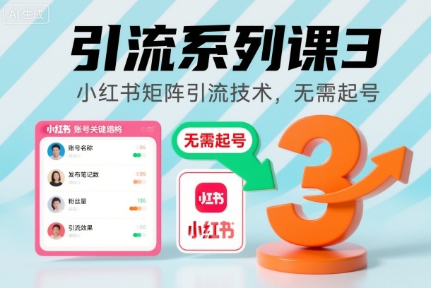 608c7ff0c1b2f694ed7a8015f6dd0239.jpeg 引流系列课3,小红书矩阵引流技术,无需起号