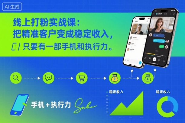 线上打粉实战课：把精准客户变成稳定收入，只要有一部手机和执行力-鼎铸网