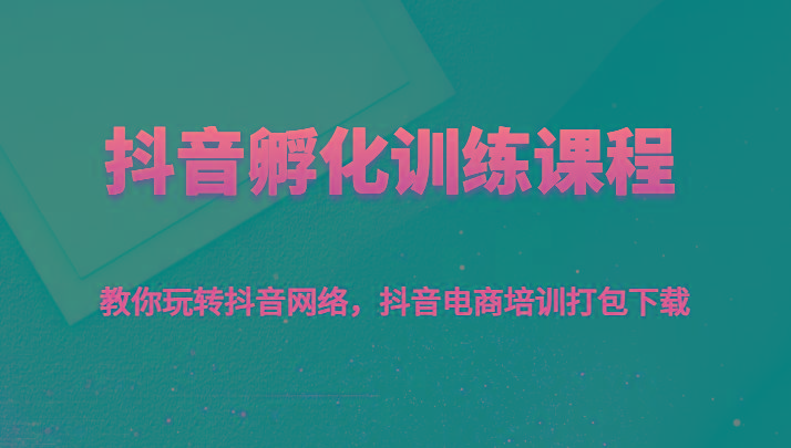 抖音孵化训练课程-教你玩转抖音网络，抖音电商培训打包下载-鼎铸网