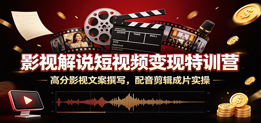 影视解说短视频变现特训营：高分影视文案撰写，配音剪辑成片实操-鼎铸网