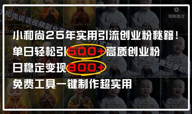 小和尚2025年实用引流秘籍!单日轻松引500+高质量创业粉,日变现800+,...-鼎铸网