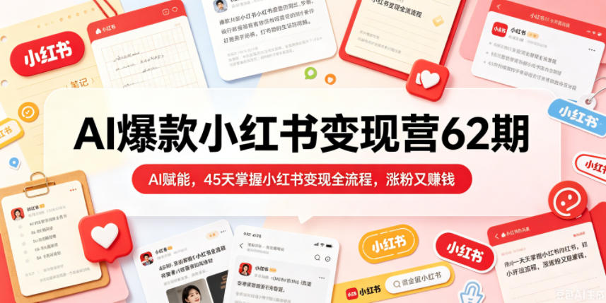 AI爆款小红书变现营62期2026年5月,AI赋能,45天掌握小红书变现全流程,涨粉又賺钱-鼎铸网