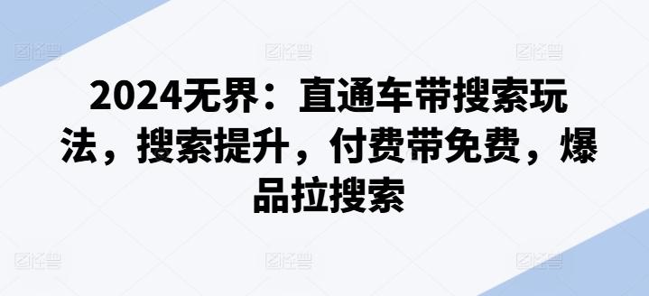 2024无界：直通车带搜索玩法，搜索提升，付费带免费，爆品拉搜索-鼎铸网