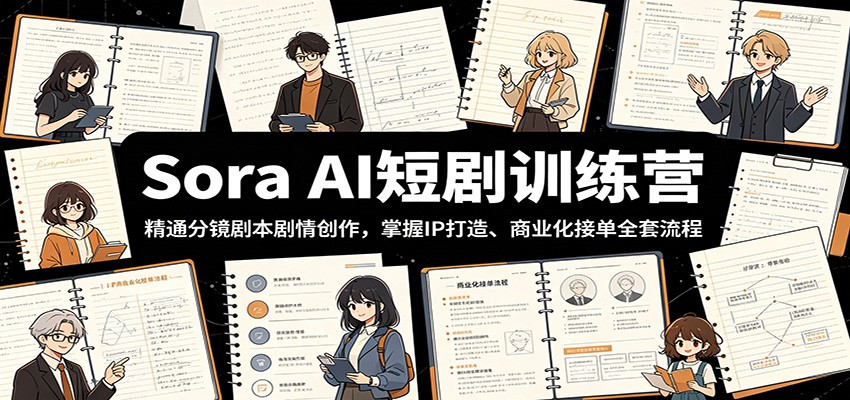 Sora AI短剧训练营：精通分镜剧本剧情创作，掌握IP打造、商业化接单全套流程-鼎铸网