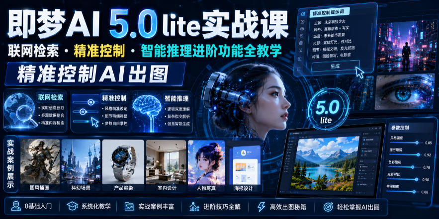 61fb4bbfe82f83320218f8d11f290195.jpeg 即梦AI 5.0 lite实战课,联网检索・精准控制・智能推理进阶功能全教学,精准控制AI出图