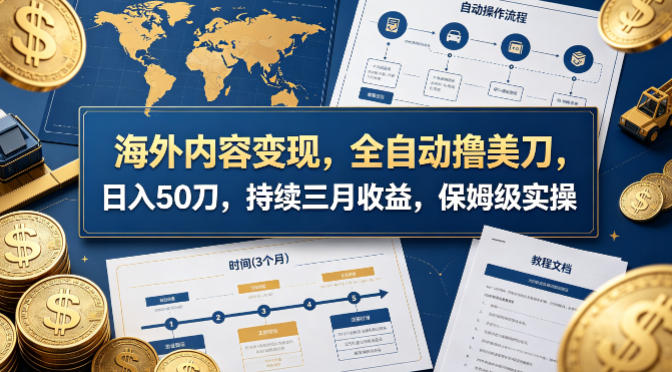 海外内容变现,全自动撸美刀,日入50刀,持续三月收益,保姆级实操【揭秘】-鼎铸网