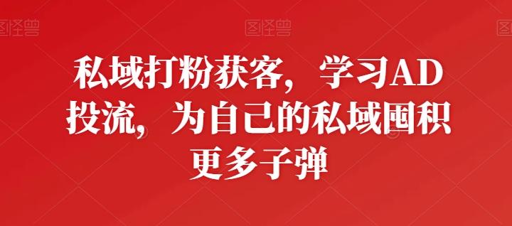 私域打粉获客，学习AD投流，为自己的私域囤积更多子弹-鼎铸网